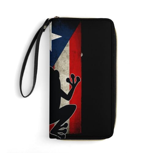 Leder Geldbörse Puerto Rico Puerto Frosch 2 Verschluss Geldbörsen Nette Wallet Vintage Design Geldtasche Für Frauen, Mutter, Mädchen von Generic