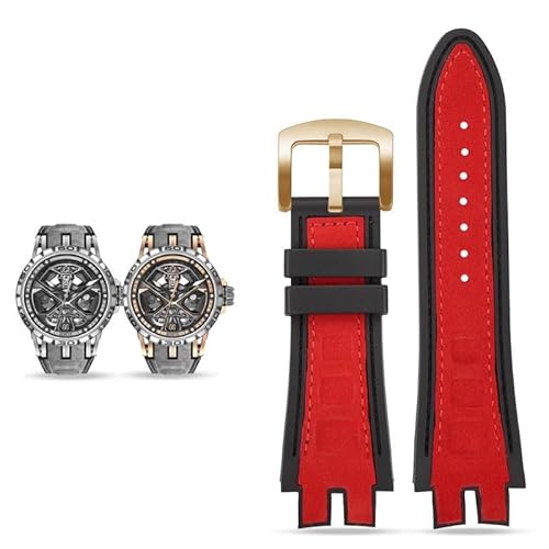 Leder-Gummi-Armband für Roger Dubuis EXCALIBUR Serie Uhrenzubehör(Red-gold) von Generic