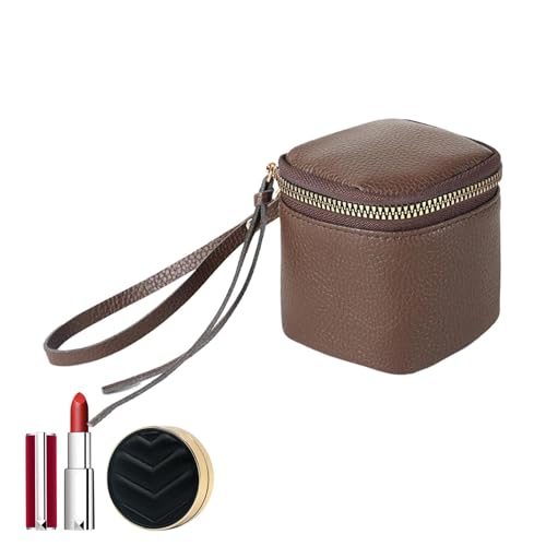 Leder Make Up Tasche, wasserdichte Kosmetiktasche | Kleine Kosmetiktasche PU Leder Beauty Case | Quadratischer Toilettenanzug Vintage Make Up Fall für Reisen und Frauen von Generic