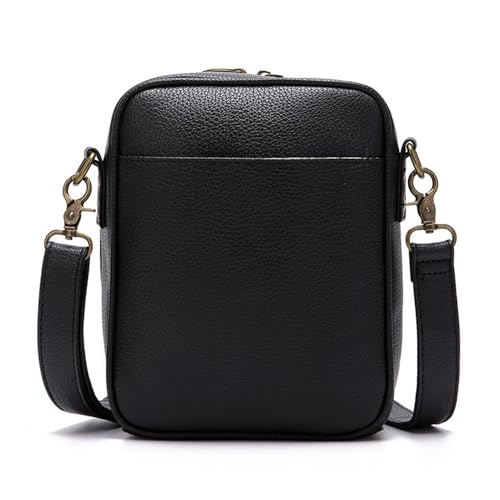 Leder Messenger Bag - PU Leder Umhängetasche Anti-Diebstahl Reisetasche | Leder Messenger Bag, Lässige Umhängetasche, Kleine Leder Messenger Bag mit verstellbarem Schultergurt, Schwarz , Se référer au von Generic