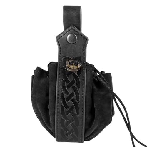Leder-Münzbeutel - Multifunktionale Münz-Hüfttasche, Leder-Kordelzugbeutel | PU-Leder-Beutel Mit Kordelzug Für Männer Und Frauen, Retro-Cosplay-Gürteltasche, Würfeltasche Das Coole Prägemuster Und Das von Generic