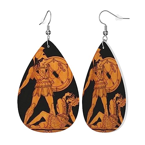 Leder-Ohrringe für Damen und Mädchen, Tropfen-Haken, baumelndes Schmuck-Geschenk, Antike griechische Göttin von Generic