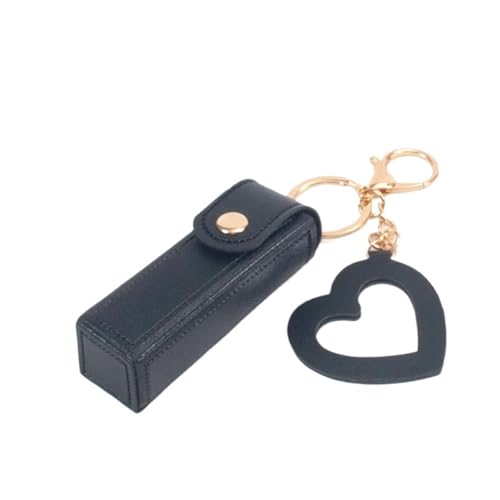 Leder PU Damen Lippenstift Tragbare Lippenbalsam Aufbewahrungstasche Lippenstift Schutzhülle(Black) von Generic