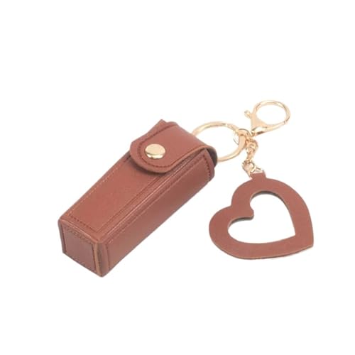 Leder PU Damen Lippenstift Tragbare Lippenbalsam Aufbewahrungstasche Lippenstift Schutzhülle(Brown) von Generic