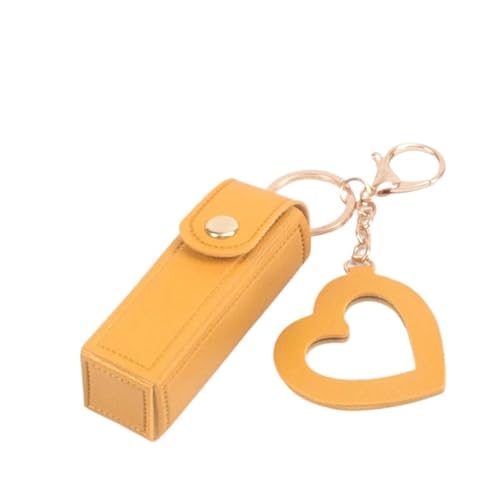 Leder PU Damen Lippenstift Tragbare Lippenbalsam Aufbewahrungstasche Lippenstift Schutzhülle(Yellow) von Generic