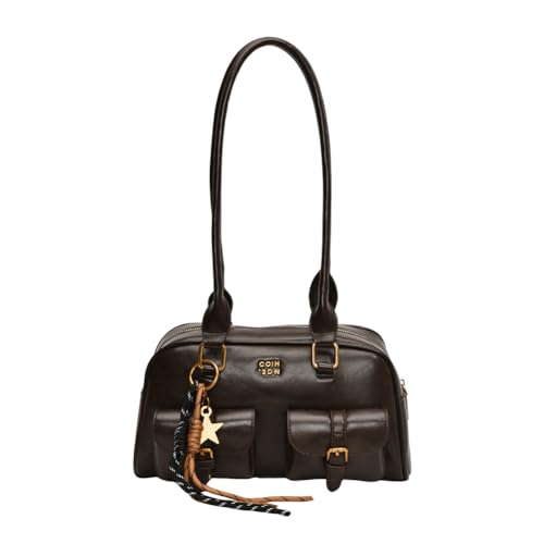 Leder -Retro -Umhängetasche mit Anhänger Hobo -Tasche for Arbeitsreisen (Kaffee) von Generic