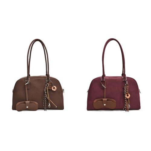 Leder-Schultertasche for Damen mit Anhänger elegante Umhängetasche große Kapazität modischer Tote-Bag for Alltag Arbeit Reisen von Generic