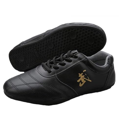 Leder Tai Chi Kung Fu Schuhe Chinesische Traditionelle Kampfkünste Schuhe Outdoor Trainingsschuhe Für Männer Und Frauen,Schwarz,44 EU von Generic