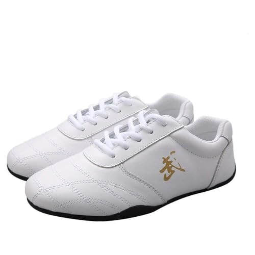Leder Tai Chi Kung Fu Schuhe Chinesische Traditionelle Kampfkünste Schuhe Outdoor Trainingsschuhe Für Männer Und Frauen,Weiß,34 EU von Generic