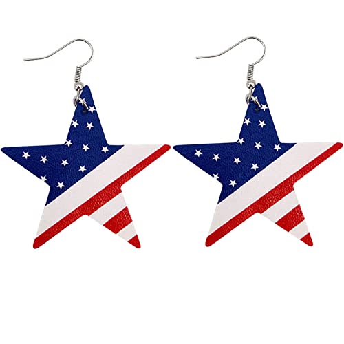 Leder Teardrop Multilayer Spring Leather Flag Schmuck Ohrring Damen Ohrringe Set Flag Printed Ohrringe Faux Ohrringe Wasser Ohrringe Mädchen Drop Ohrringe Amerika Ohrringe (D, One Size) von Generic