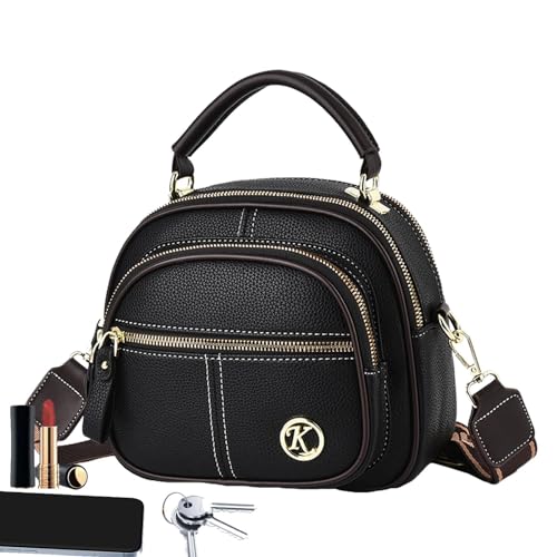 Leder Tote Bags, Moderne Multifunktions Leder Schulter Tasche Für Mädchen, Große Kapazität Frauen Handtaschen Mit Verstellbarem Kosmetikgurt, Hals, Schwarz , riferimento alla descrizione von Generic