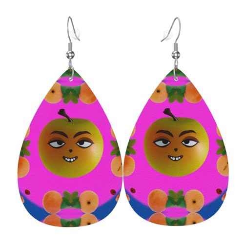 Leder Tropfen Ohrringe Süßes Fruchtlächeln Leder Ohrring Damen Mode Leder Ohrringe Leichte Earrings Für Party Feiertag Ornament von Generic