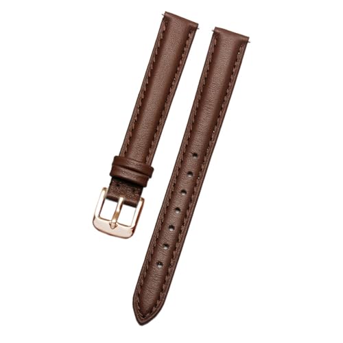 Leder Uhrenarmband 12mm 14mm 16mm 18mm Damen Mehrfarbiges Armband(Brown 3,16mm) von Generic