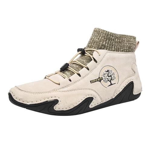 Leder Wanderstiefel Herren Leichte, Barfußschuhe Wasserdicht, Hiking Schuhe Herren Outdoor, Trekkingschuhe rutschfeste, Freizeitschuhe Sportlich, Leder Wanderschuhe Atmungsaktive von Generic