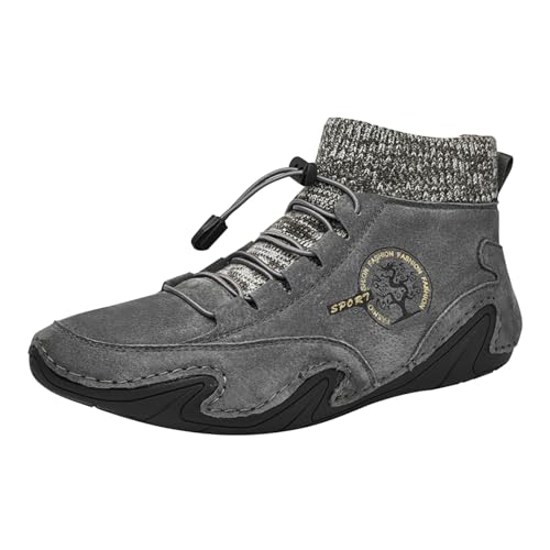 Leder Wanderstiefel Herren Leichte, Barfußschuhe Wasserdicht, Hiking Schuhe Herren Outdoor, Trekkingschuhe rutschfeste, Freizeitschuhe Sportlich, Leder Wanderschuhe Atmungsaktive von Generic