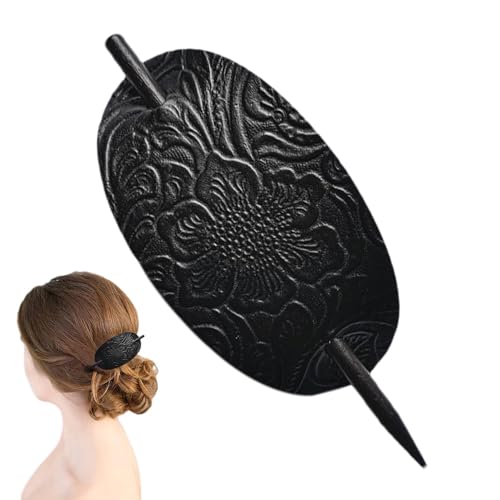 Leder mit Stab – Haargummi Kunstleder, Haarnadeln, Pferdeschwanzhalter und Haarschmuck für Frauen und Mädchen. Kunstleder – mit Stab von Generic