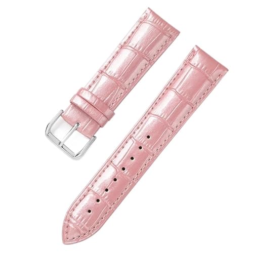 Lederarmband for Uhren, 12 mm, 14 mm, 16 mm, 18 mm, 20 mm, 22 mm, for Herren und Damen, universeller Ersatz-Handgelenkgurt(Pink,18mm) von Generic