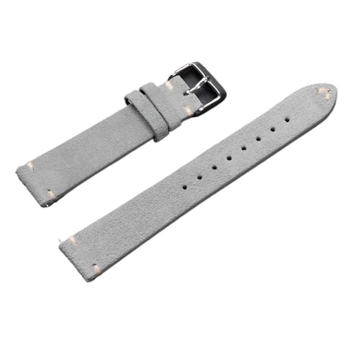Lederarmband for Uhren, weiches Wildleder, Sportarmband for Damen und Herren(Lighe Grey,18mm) von Generic