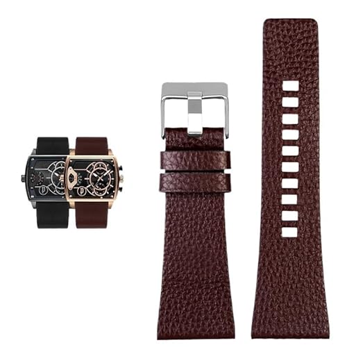 Lederarmband für Diesel DZ7313 DZ4386 DZ1405 Litchi-Grain-Uhrenarmband(BLACK WHITE,22mm) von Generic