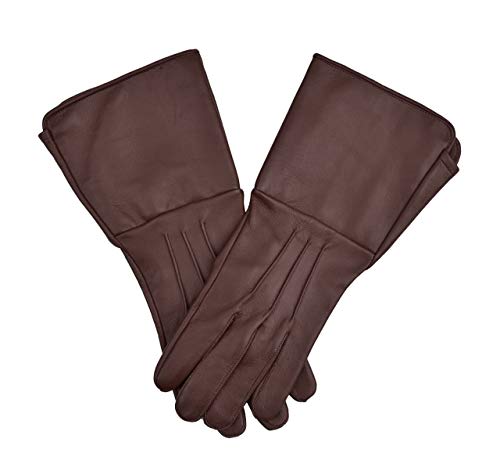 Lederhandschuhe lange Stulpe Mittelalter perfekte Passform Premium Qualität weiches Leder, Braun, X-Large von Generic