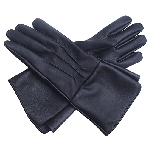 Lederhandschuhe lange Stulpe Mittelalter perfekte Passform Premium Qualität weiches Leder, Schwarz, Large von Generic