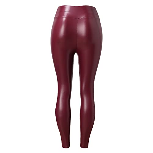 Lederhose Damen Kunstleder Leggings Leder Wetlook Leggins Hose Stretch Skinny Leggings Tights Sexy Lederoptik Strumpfhose Treggins Leder Hose von Generic