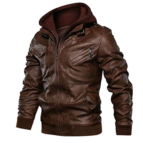 Lederjacke Herren Biker Echtleder, Herrenjacke Freizeitjacke Herbst Und Winter, Herrenmode Business Funktionsjacke Revers ReißVerschlussjacke, Outwear Mantel üBergangsjacke Sportjacke Sweatjacke von Generic