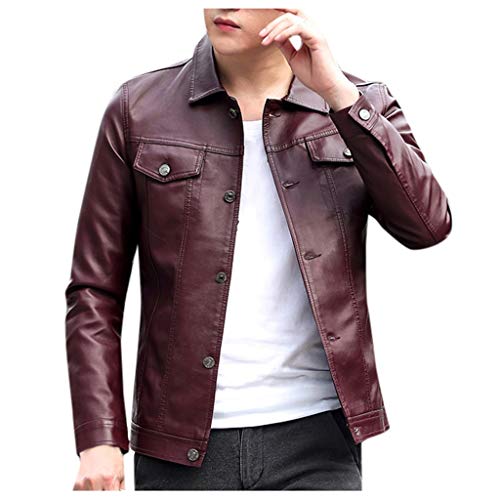 Lederjacke Herren Biker Echtleder, Herrenjacke Freizeitjacke Herbst Und Winter, Herrenmode Business Funktionsjacke Revers ReißVerschlussjacke, Outwear Mantel üBergangsjacke Sportjacke Sweatjacke von Generic