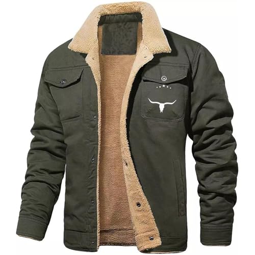 Herren Fleece Winterjacke Outdoor Cargo Fliegerjacke Militär Winterparka Winddichte Freizeitjacke Stehkragen Warme Gefütterte Jacken mit 5 Taschen von Generic