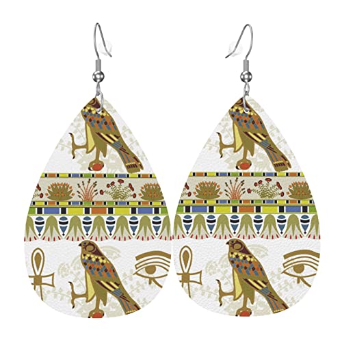 Lederohrringe Alte Ägyptische Adler-Blumen-Weinlese Tropfenohrringe 1 Paar Klassischen Teardrop Leder Ohrringe, Für Braut Party, Mädchen, Ouple von Generic