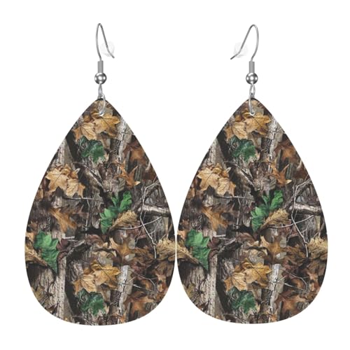 Lederohrringe Baumtarnung Tropfenohrringe Ornamente Vintage-Stil Teardrop Ohrringe, Für Frauen, Geburtstagsfeier, Valentine'S Day von Generic