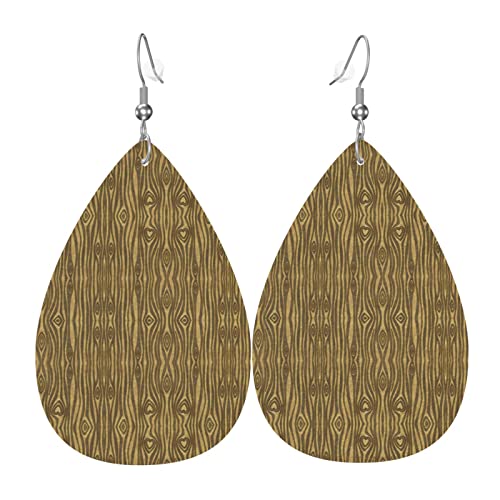 Lederohrringe Goldenes Herz-Holzmaserungsmuster Tropfenohrringe Ornamente Klassischen Schmuck Ohrringe, Für Frauen, Festival, Ouple von Generic