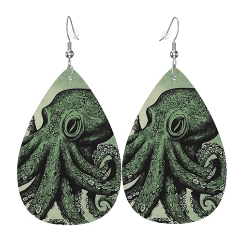 Lederohrringe Grünes Tier Tropfenohrringe Klassischen Mode Teardrop Leder Ohrringe, Für Valentine'S Day, Ouple, Festival von Generic