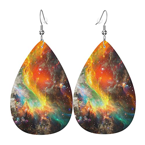 Lederohrringe Schöne Galaxie Licht Nebel Sterne Colorful Damen Ohrring Klassischen Ornamente Schmuck Ohrringe, Für Braut Party, Frauen, Festival von Generic