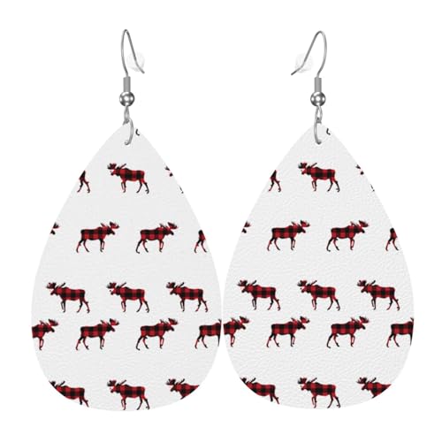 Lederohrringe Weihnachten Buffalo Plaid Elch Damen Ohrring Klassischen 1 Paar Schmuck Ohrringe, Für Wedding, Festival, Braut Party von Generic