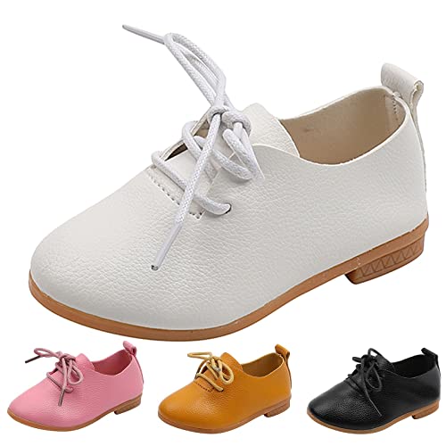 Lederschuhe Kinder Weicher Schnürhalbschuhe Helle Sohle rutschfeste Freizeitschuhe mit Wildledersohlen Weicher Boden Abendschuhe Kinder Halbschuhe (Black, 31.5 Little Child) von Generic