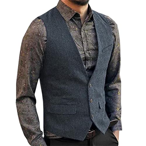 Lederweste Herren Wildleder Biker Trucker Weste Freizeitweste Leder Kutte Braun Druckknöpfe Herren Wildleder Leder Weste Vintage Cowboy Stil Ärmellose Jacke Slim Fit Hochzeit Weste Größen M-3XL von Generic