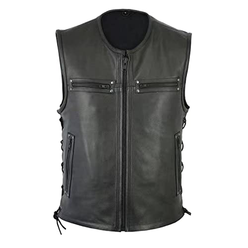 Lederweste Weste Kutte Leder Biker Rocker Motorrad Clubweste Bikerweste Motorradweste,Schwarz Lederweste Weste Kutte Leder Biker Rocker Motorrad Clubweste Bikerweste Motorradweste,Schwarz von Generic