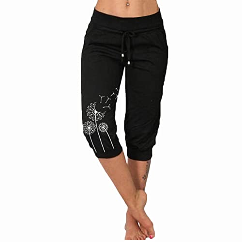 Leggings Damen, Leggings Damen 3/4 High Waist Sporthose Löwenzahn Drucken Yogahose mit Kordelzug Gym Fitnesshose Loose Fit Laufhose Sommer Workout Sport Yoga Jogginghose Streetwear von Generic