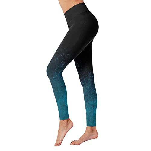 Leggings Damen Farbverlauf Drucken High Waist Leggins Blickdicht Sporthose Push Up Leggings Damen Anti-Cellulite Yogahose Bauchweg Sportleggins Lang Yoga Hose für Gym Fitness(G Himmelblau,M) von Generic