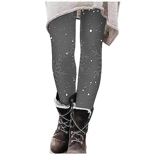 Leggings Damen Lange Hose Elegant Weihnachtsleggins Weihnachten Sportleggins Stretch Tights Freizeithose mit Schneeflocke Slim Fit Laufhose Jogginghose Herbst Winter Travel Pants Outdoorhose Grau S von Generic