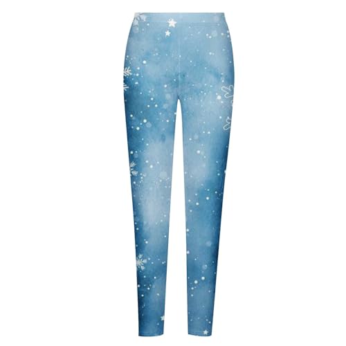 Leggings für Damen Weihnachts Hose Weihnachtsleggings Freizeithose mit Schneeflocke Weihnachten Yoga Hosen Wanderhose Trainings Laufhose 2023 Sportbekleidung Hellblau S von Generic