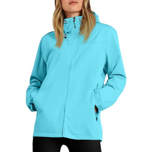Leicht Regenjacke Damen Wasserdicht Atmungsaktiv Faltbar Windbreaker Sportjacke Mit Kapuze Wanderjacke Fahrradjacke Herbst Übergangsjacke,Grün,XL von Generic