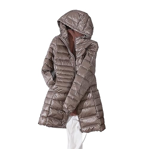 Leicht Steppjacke Damen Lang Daunenjacke Gesteppt Kapuzenjacke Warme Übergangsjacke Elegant Mantel Freizeit Steppmantel Winter Jacke Bodywarmer Outdoorjacke Federleichte Daunenjacke Damen von Generic