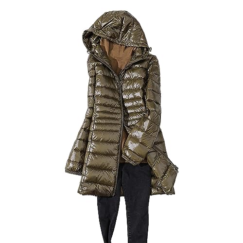 Leicht Steppjacke Damen Lang Daunenjacke Gesteppt Kapuzenjacke Warme Übergangsjacke Elegant Mantel Freizeit Steppmantel Winter Jacke Bodywarmer Outdoorjacke Federleichte Daunenjacke Damen von Generic