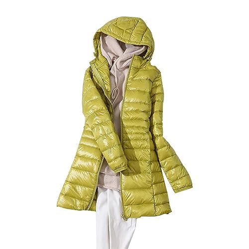 Leicht Steppjacke Damen Lang Daunenjacke Gesteppt Kapuzenjacke Warme Übergangsjacke Elegant Mantel Freizeit Steppmantel Winter Jacke Bodywarmer Outdoorjacke Federleichte Daunenjacke Damen von Generic