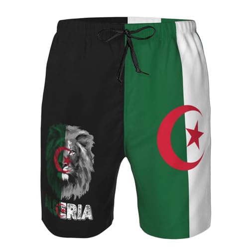 Leichte Badeshorts Algerien Algerische Flagge Löwe Sommer Strandshorts Modisch Badehose Polyester Surfen Strandhose Für Laufen, Strand, Running M von Generic