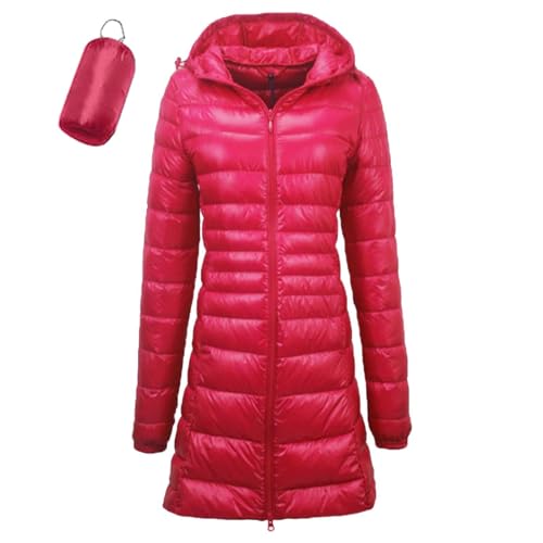 Leichte Daunenjacke Damen Lang Leichter Daunenmantel Damen Ultraleichte Daunenjacken Damen Packbar Lange Leicht Daunen Steppjacke mit Kapuze Lightweight Steppmantel Daunen Mantel Für Frauen Winter von Generic