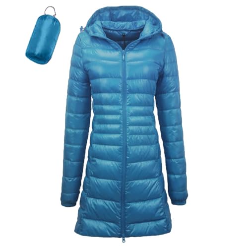 Leichte Daunenjacke Damen Lang Leichter Daunenmantel Damen Ultraleichte Daunenjacken Packbar Lange Leicht Daunen Steppjacke mit Kapuze Lightweißht Steppmantel Daunen Mantel von Generic