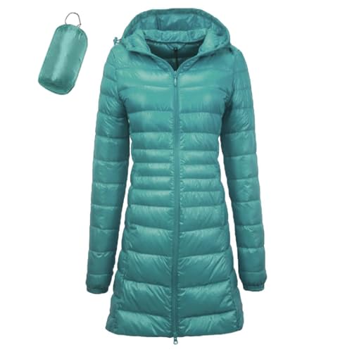 Leichte Daunenjacke Damen Lang Leichter Daunenmantel Damen Ultraleichte Daunenjacken Packbar Lange Leicht Daunen Steppjacke mit Kapuze Lightweight Steppmantel Daunen Mantel von Generic